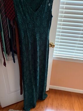 Emerald Green Lace Sequin Women's Evening Dress